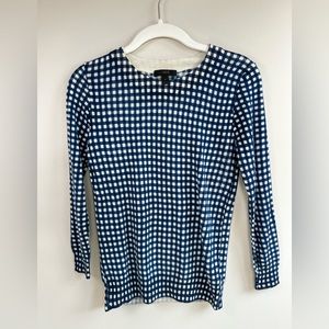 JCrew Blue and White checked sweater, size S small